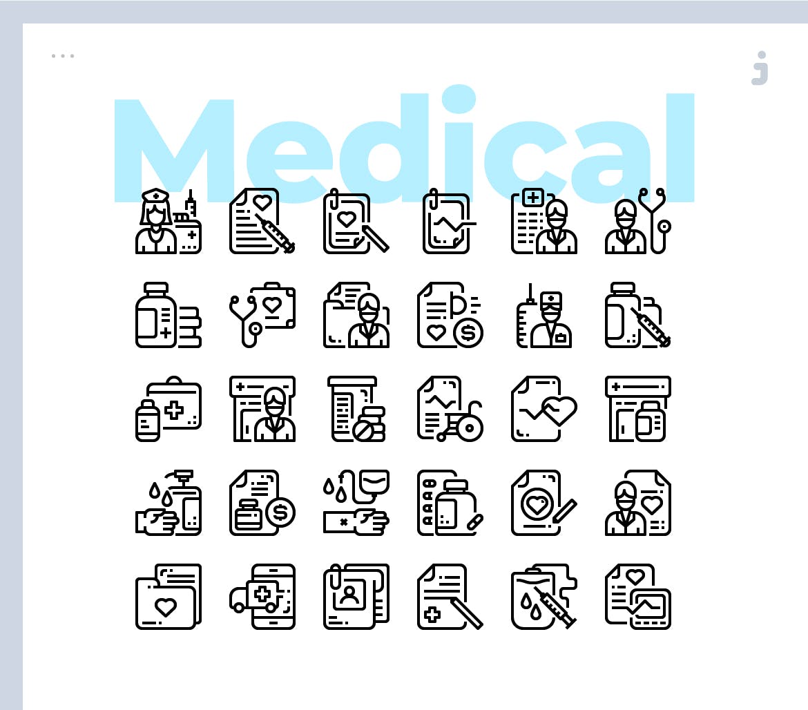 30个线性医学创意图标源文件下载30 Medical Icons插图1