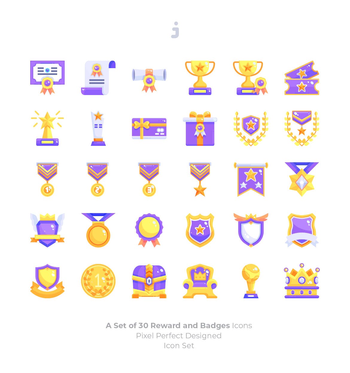  30个奖励和徽章图标30 Reward & Badges Icons Flat插图1