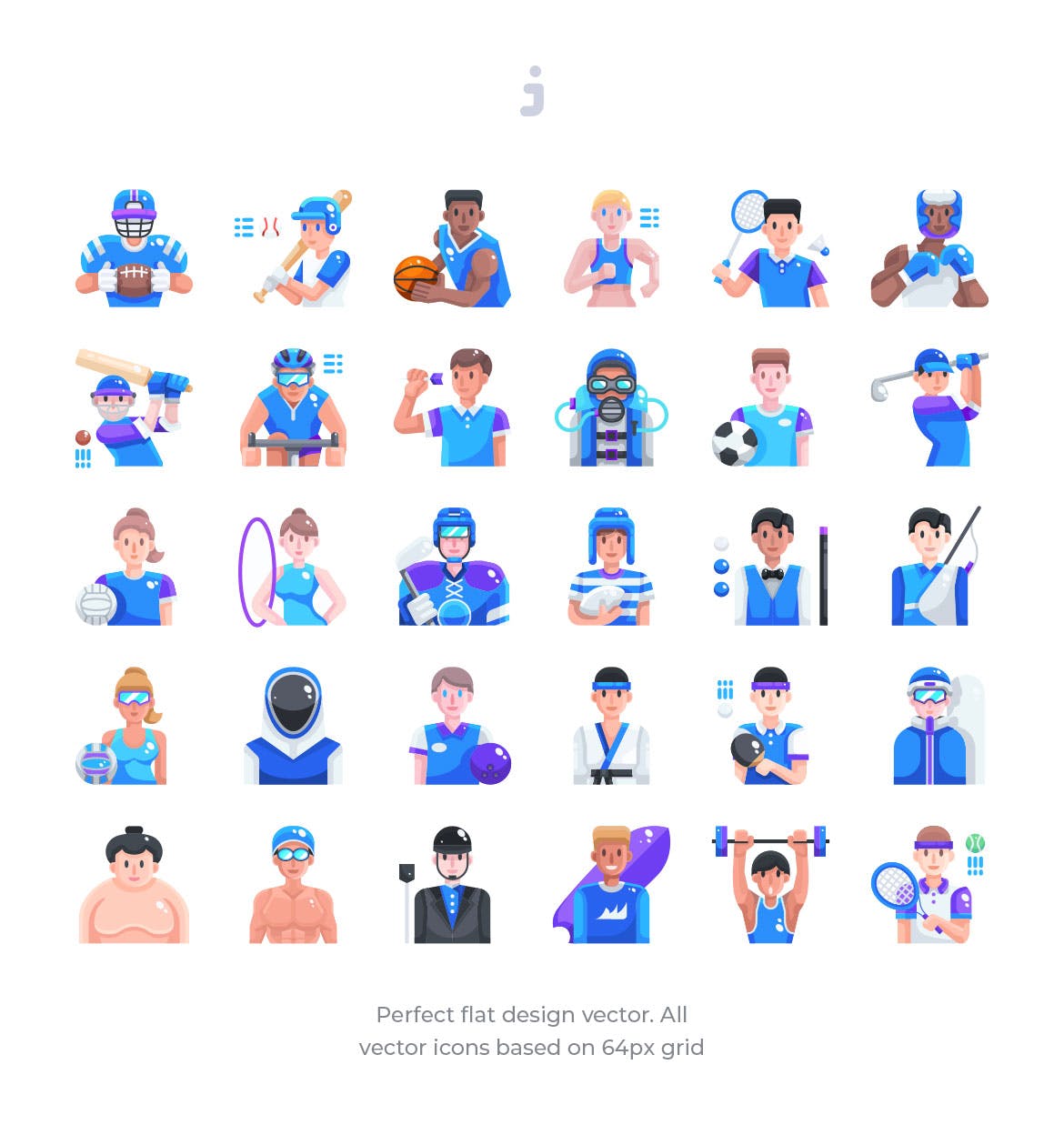 30个健身运动会动作场景源文件下载30 Sport Avatar Icons Flat插图1