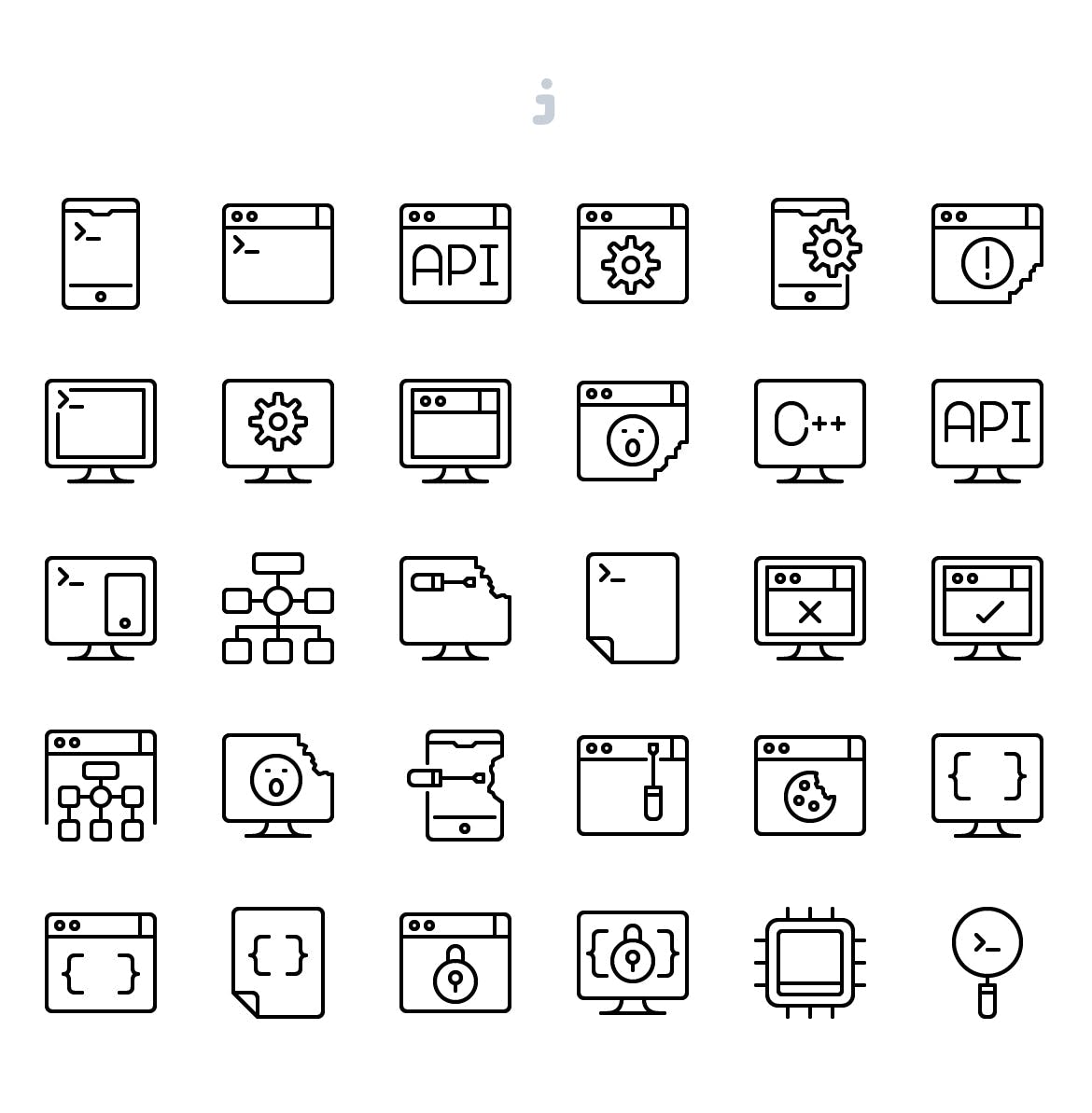  30个编程系列线性图标源文件下载Basic line 30 Programming Icons插图1