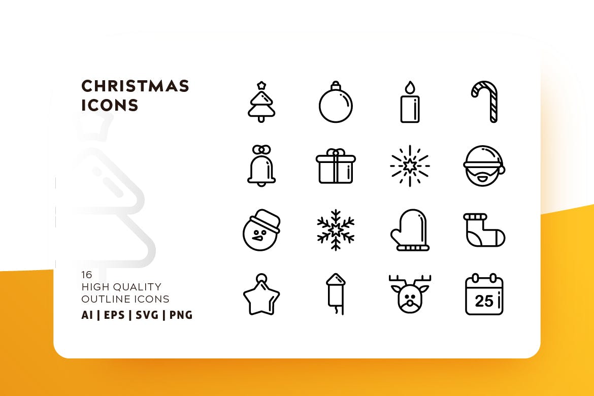 圣诞节元素图标源文件下载CHRISTMAS OUTLINE