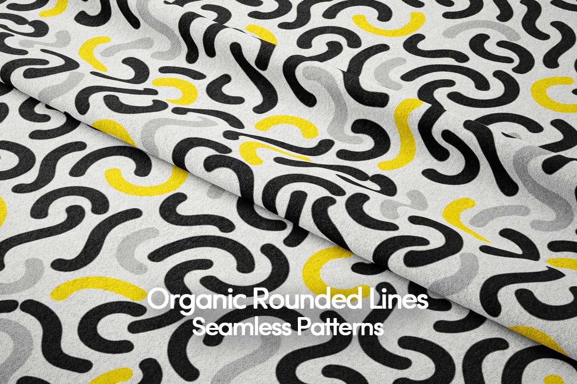 孟菲斯多色艺术几何元素矢量图案下载Colorful Chaotic Rounded Shapes Seamless Patterns插图1