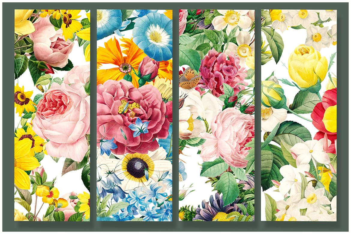 花卉图案合集服装装饰图案Colorful Flowers Clipart Collection插图1