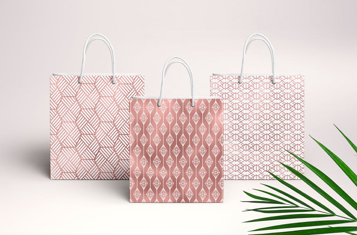 几何玫瑰金装饰图案品牌辅助图形应用案例Geometric Rosegold Pattern插图1