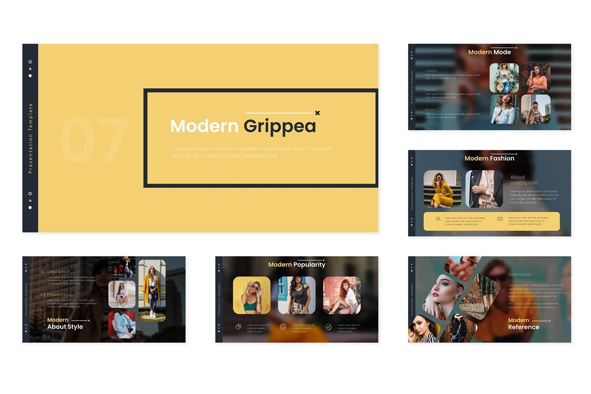 高端服装品牌商业计划演示PPT幻灯片模板Grippea Powerpoint Template插图1