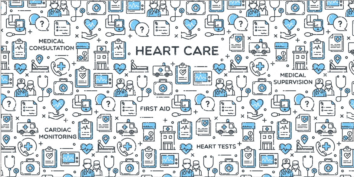 医疗类创意描边风图标源文件下载Heart Care Vector Illustration插图1