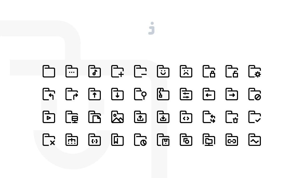 40个文件夹相关线性创意图标Material Icon 40 Folder icon set插图1