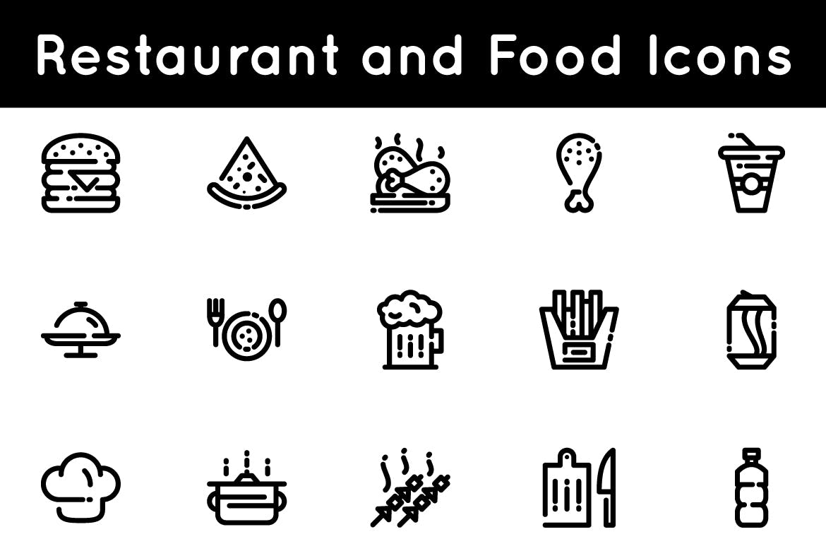 创意餐饮线性图标源文件下载Restaurant and Food Icons插图1