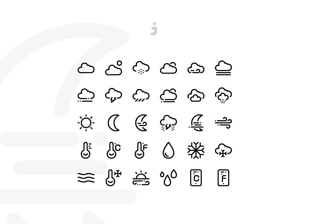  30个天气图标线性风格原文件下载Smoothline 30 Weather icon set插图1