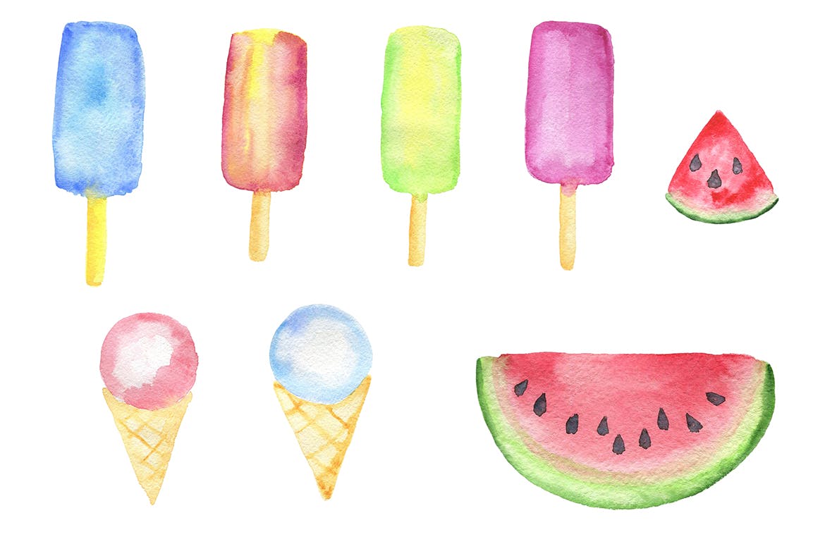 5个夏天矢量图案的糖果水果素材装饰图案纹理素材Sweet Summer Design Kit插图1