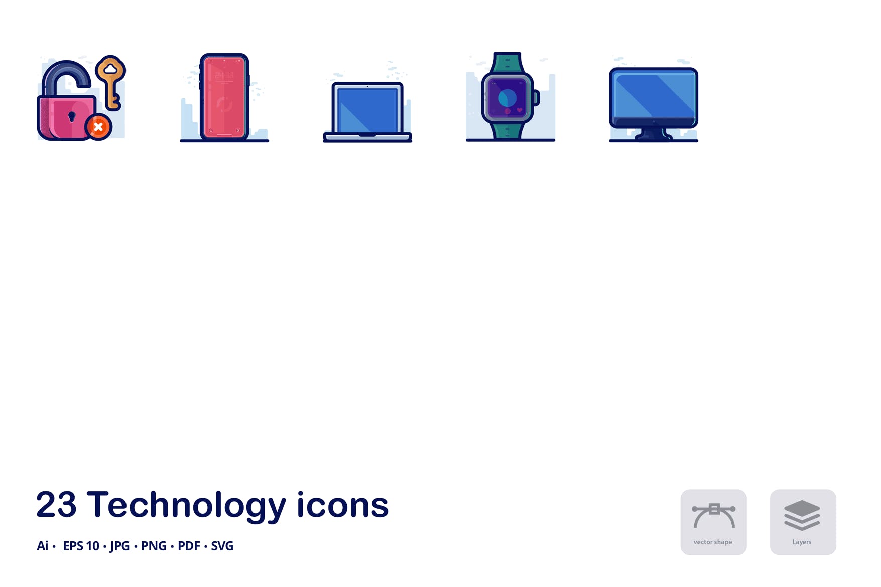 科技及电子设备秒变风图标源文件下载Technology detailed filled outline icons Ynlgbm7插图1