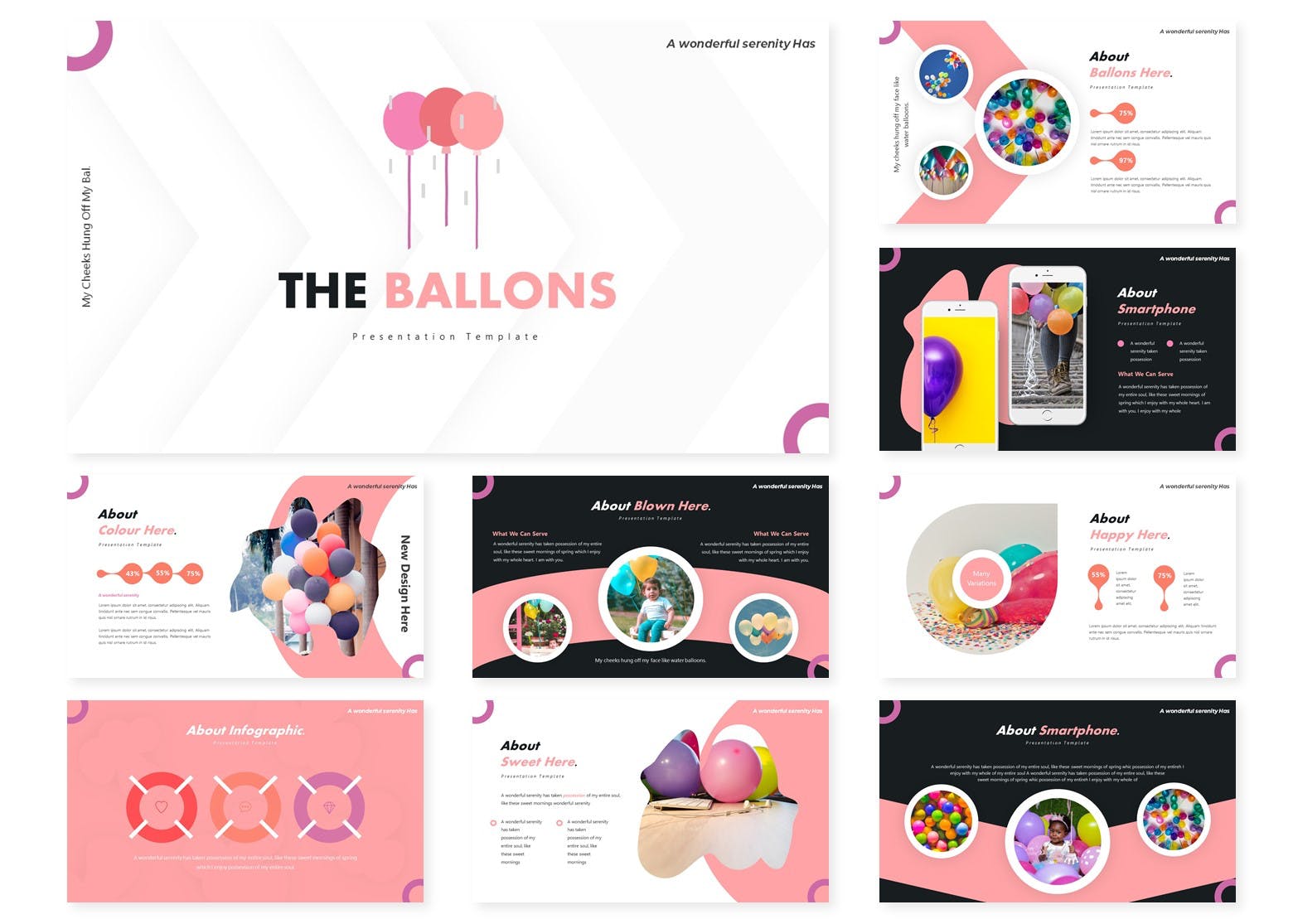 儿童类活动系列课程模板幻灯片模板下载The Ballons Powerpoint Template插图1