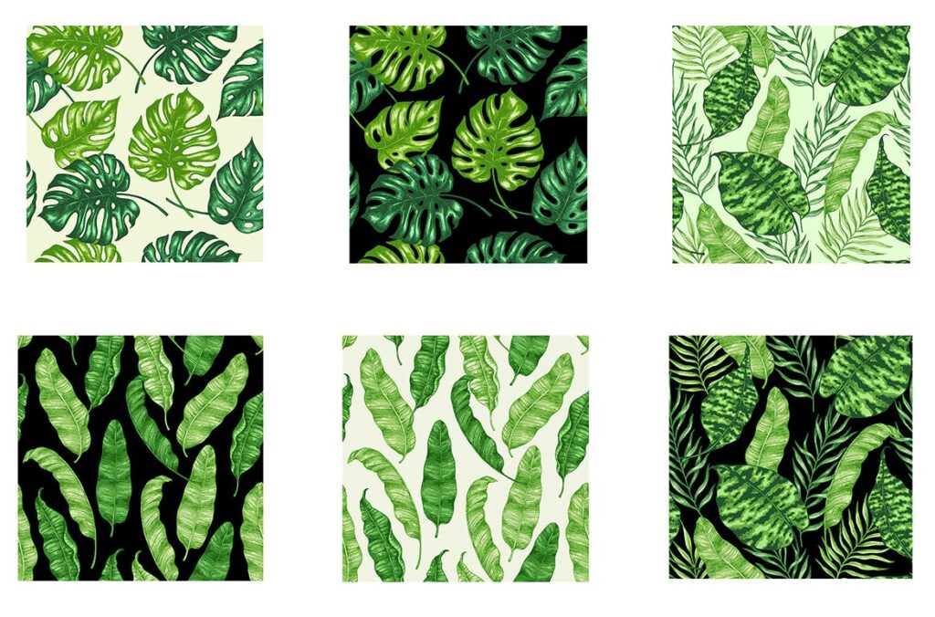 20个矢量热带森林树叶装饰图案花纹Tropical Paradise Design Kit插图1