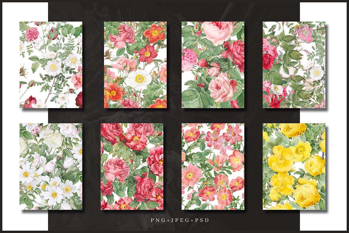 10个精致花卉图案纹理素材下载10 Colorful Flower Patterns插图1