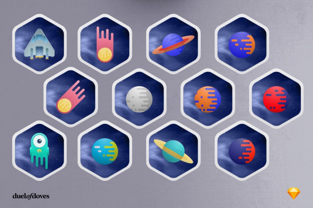 24个充满活力的太空图标24 Space illustration badges插图2