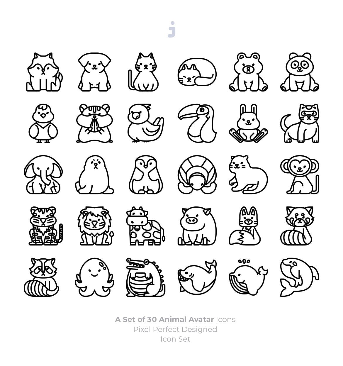 30个动物概念化图标源文件下载30 Animal Avatar Icons插图2
