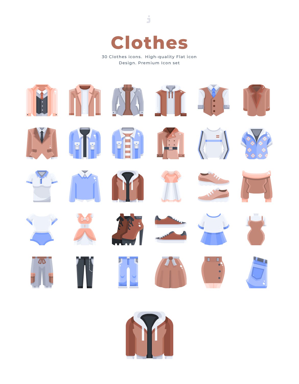 30个服装类创意扁平化图标源文件下载30 Clothes Icons Flat插图2