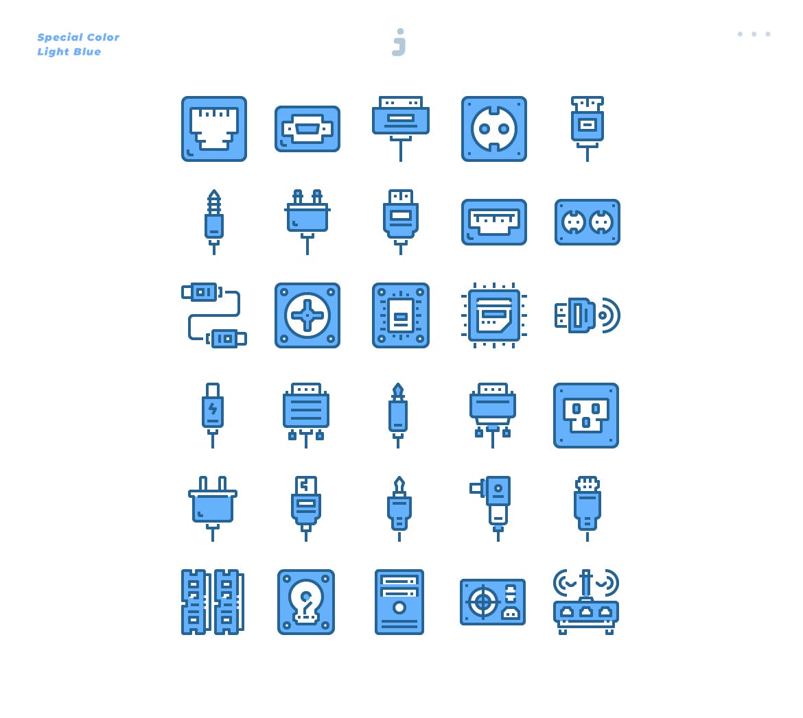 30个电脑硬件系列图标源文件下载30 Computer Hardware Icons Light Blue插图2