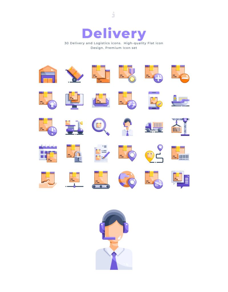 30个物流公司主题相关扁平化图标素材30 Delivery Icons Flat插图2