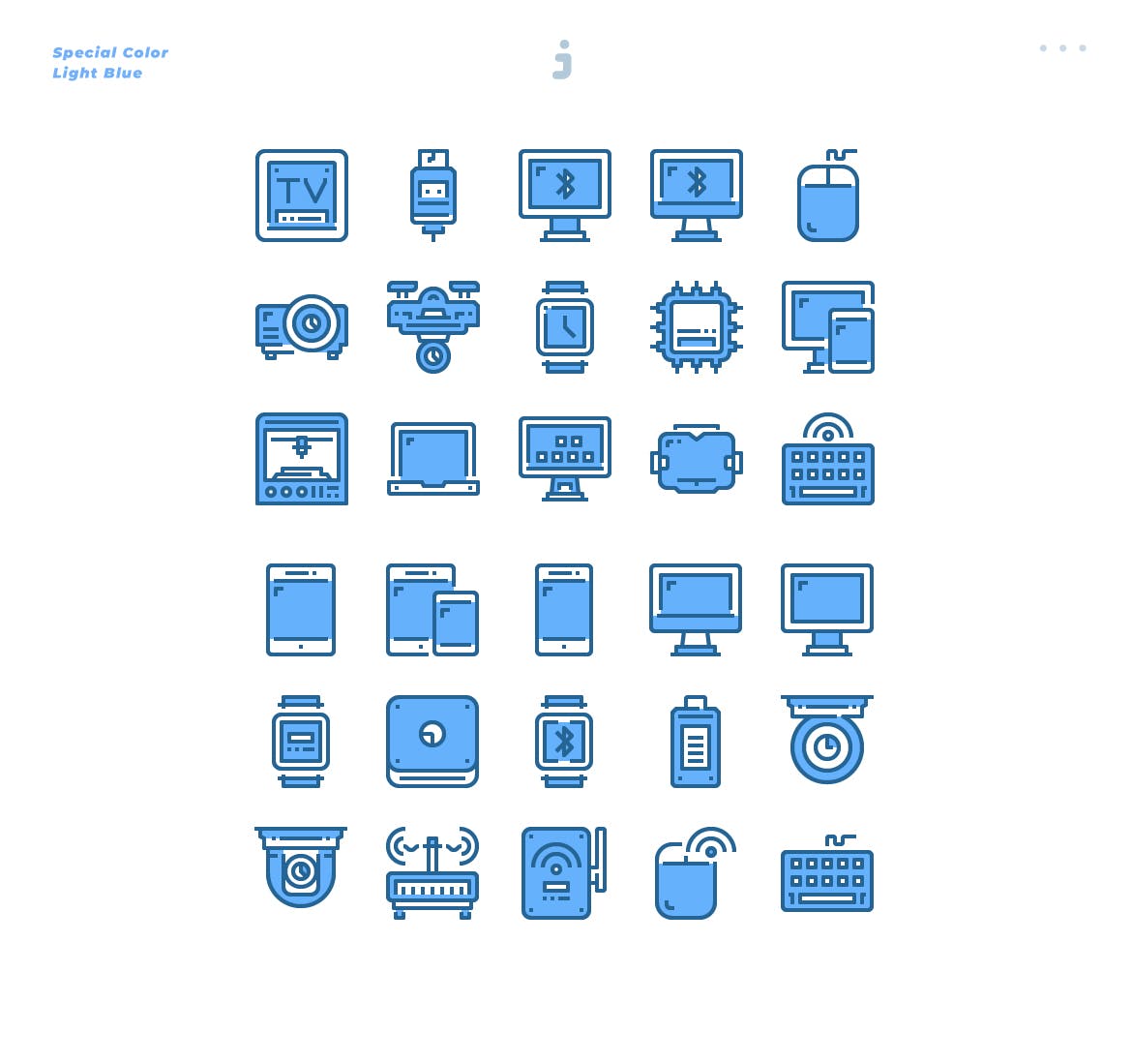  30个淡蓝色设备和技术图标30 Device and Technology Icons Light Blue插图2