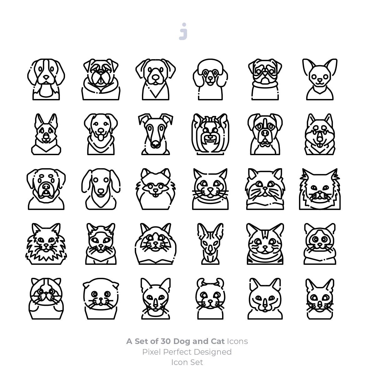 30个宠物创意描边风图标源文件下载30 Dog and Cat Icons M548H3Y插图2