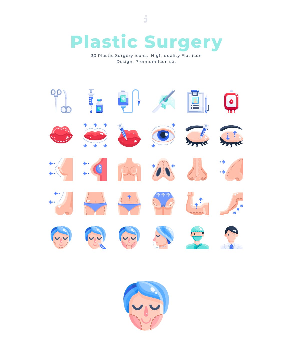  30个整形手术相关icon源文件下载30 Plastic Surgery Flat插图2