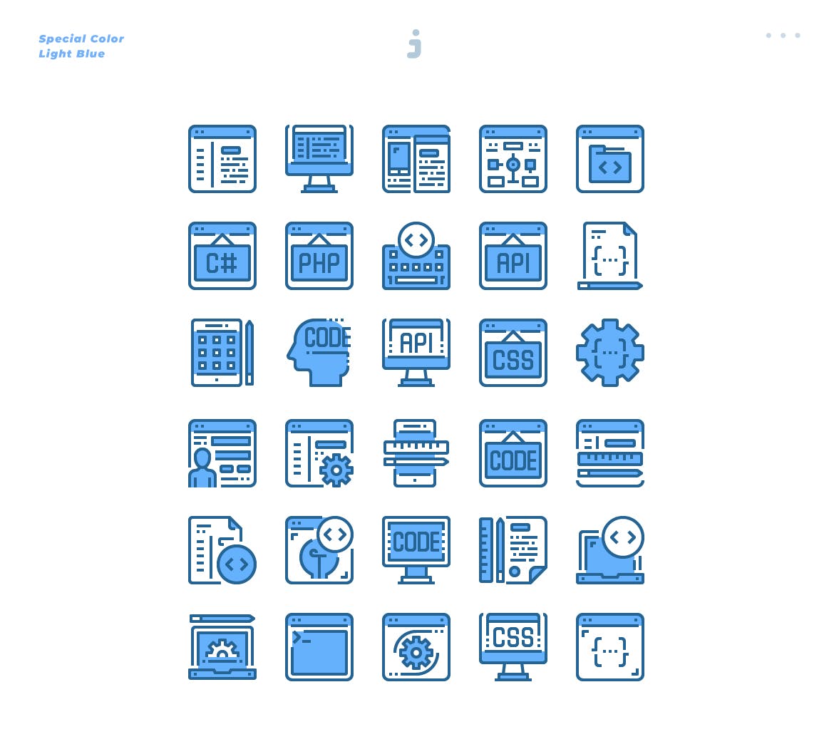  30个淡蓝色编程和编码图标源文件下载30 Programming and Coding Icons Light Blue插图2