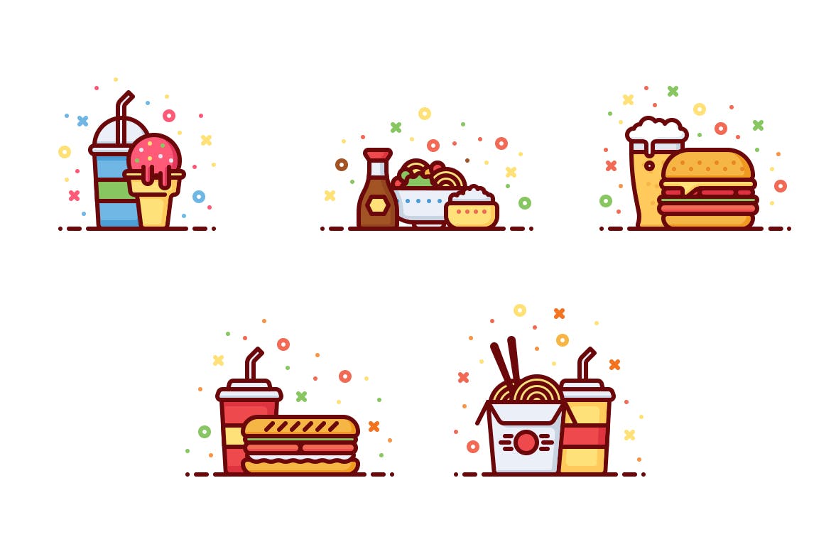 快餐系列描边风插图源文件下载9 Fast food illustrations插图2