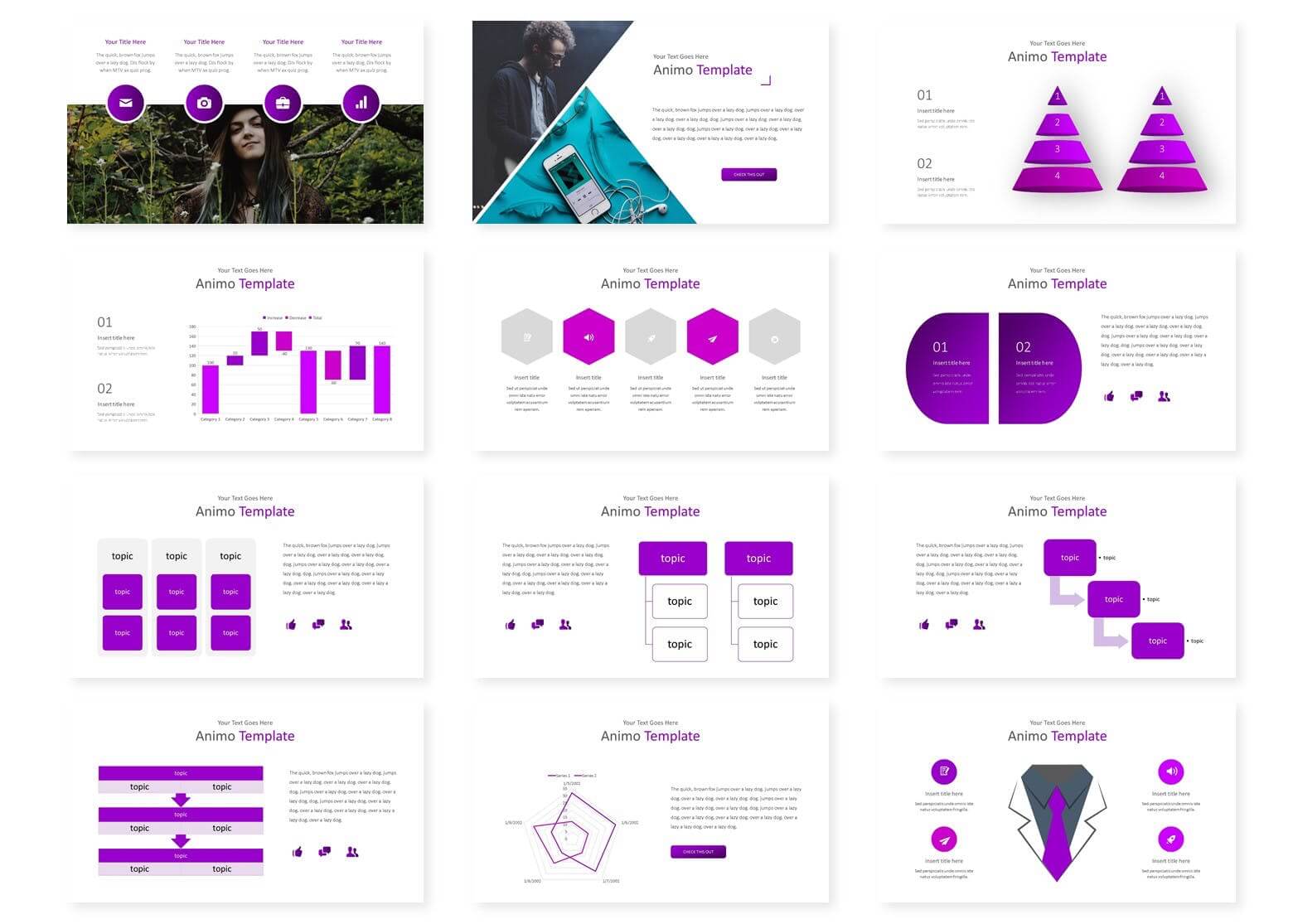 高端紫色系企业销售数据PPT幻灯片模板Animo Google Slides Template插图2