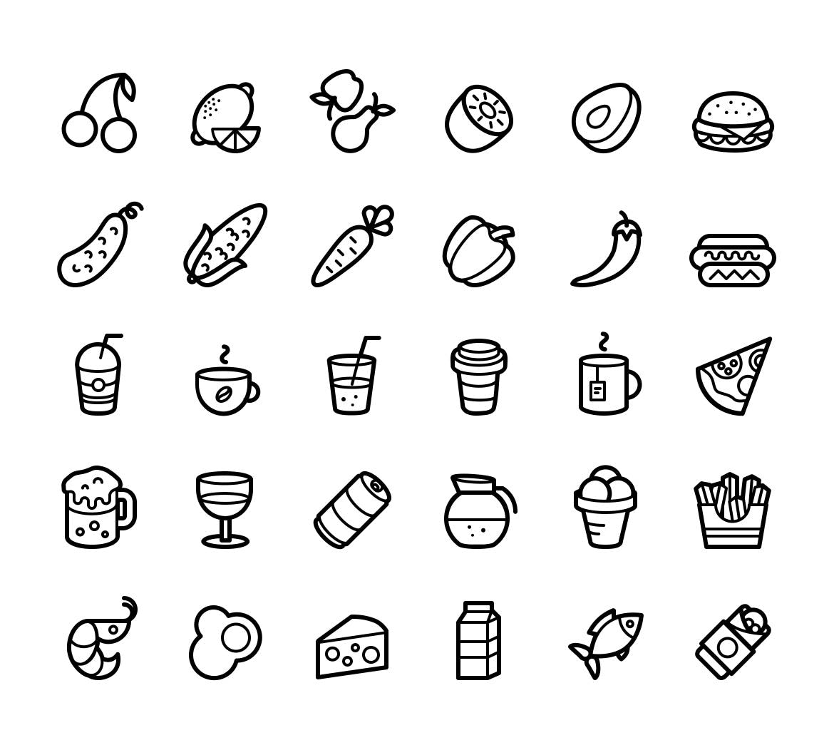 食品和饮料系列描边风源文件下载Capitalist Icons: Food and Drinks插图2