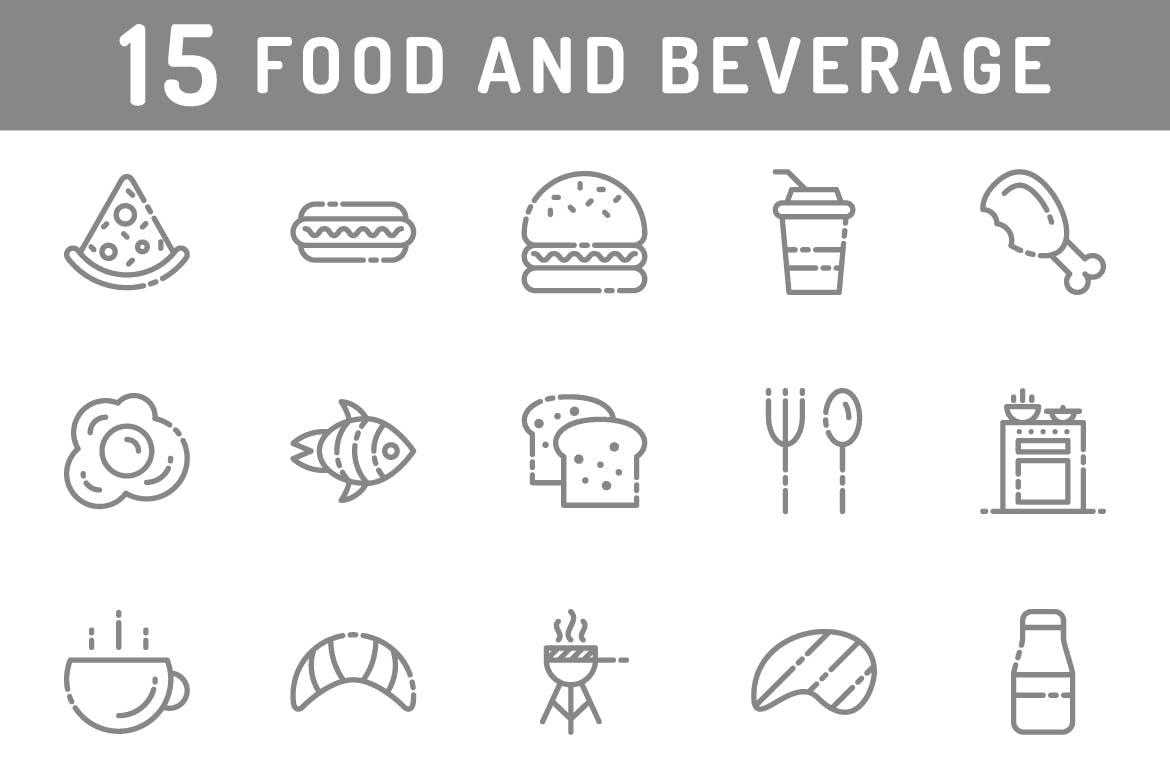 食品和饮料线性图标源文件下载Food and Beverage Icons插图2