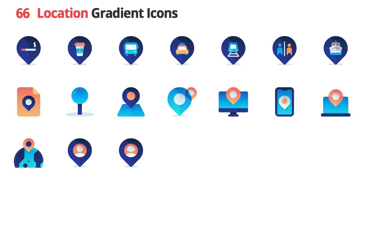 地图和位置系列矢量渐变风图标Maps and Locations Vector Gradient Icons插图2