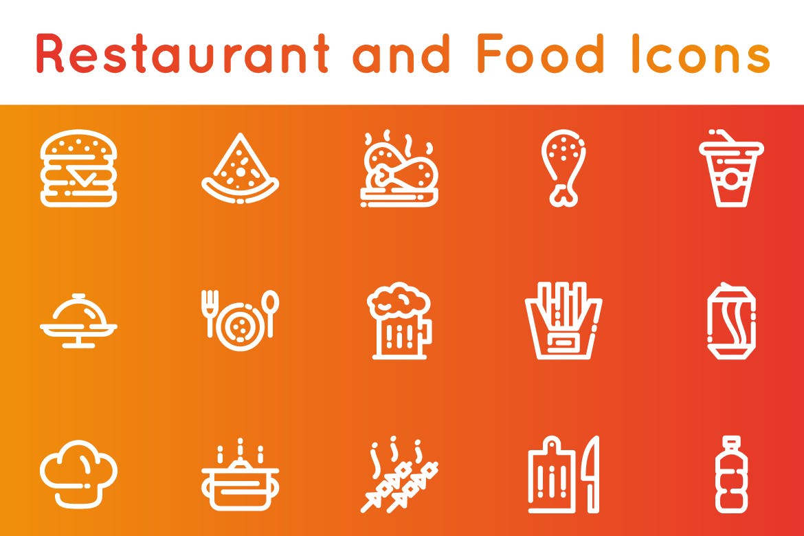创意餐饮线性图标源文件下载Restaurant and Food Icons插图2