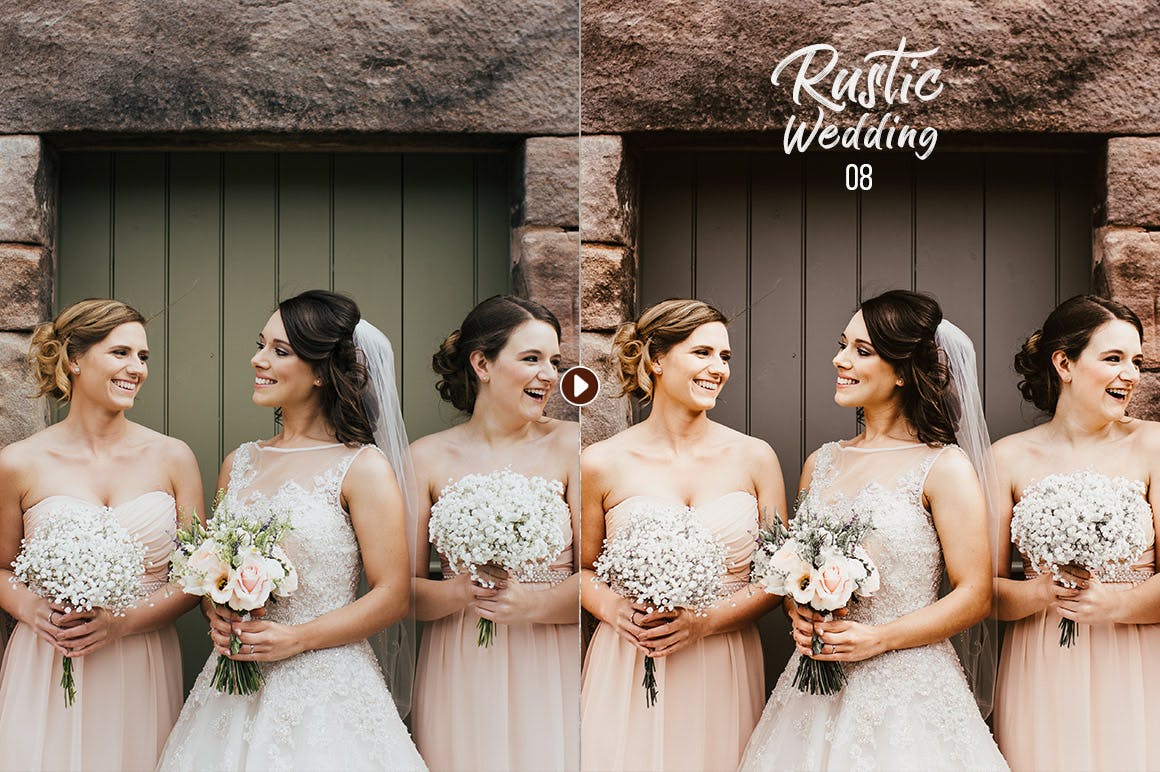 文艺婚纱摄影照片效果处理LR预设Rustic Wedding Presets for Lightroom Photoshop插图2