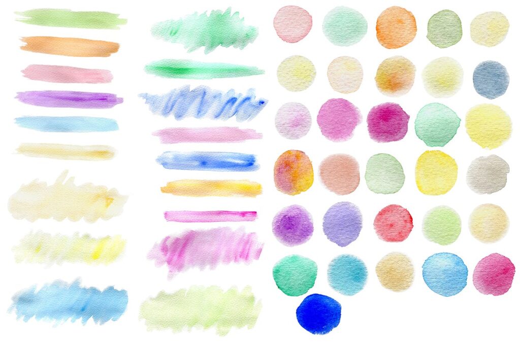 78种水彩墨迹和笔触图案材质Set of Watercolor Blots插图2