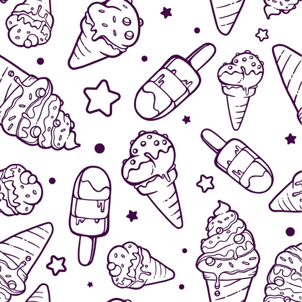 冰淇淋与星星创意插图元素组合粉红色和白色的背景展示Set of colorful patterns with ice creams插图2