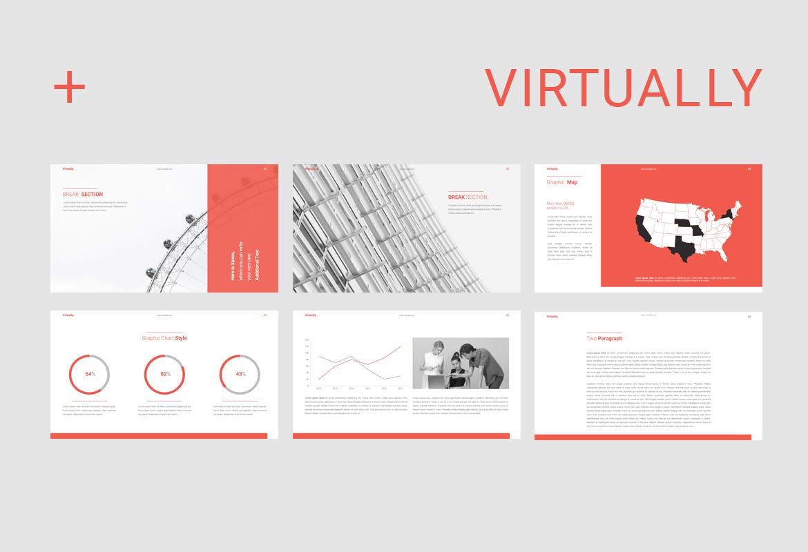 欧美风极简风格创意版式业务数据展示项目推销幻灯片模版Virtually Powerpoint插图4