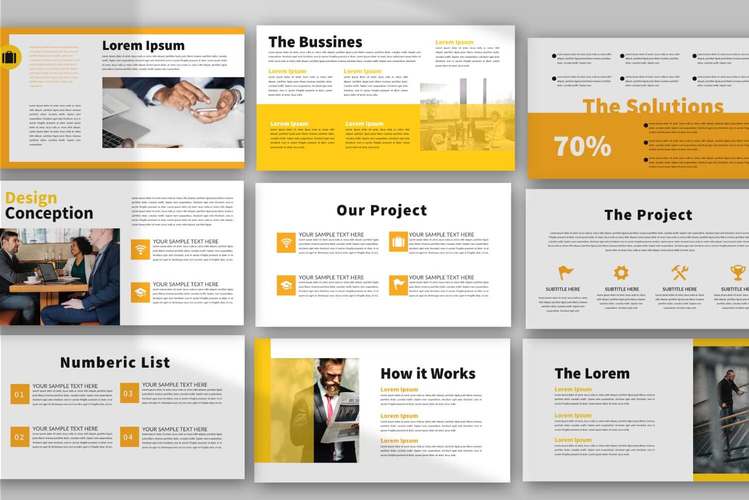 橙色系企业数据幻灯片模板下载Yellow Bussiness Powerpoint Template插图2