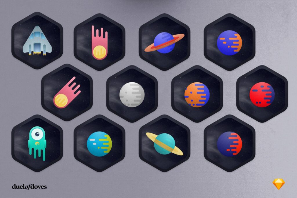24个充满活力的太空图标24 Space illustration badges插图3