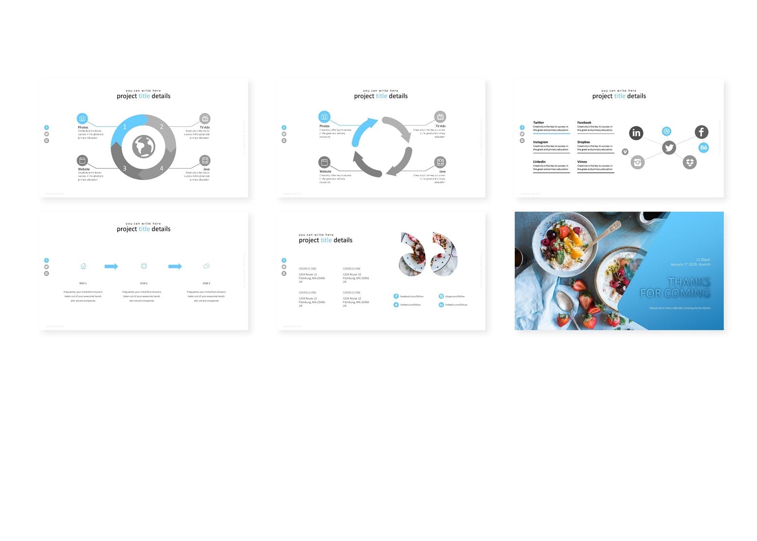 蓝色基调美食摄影展示模板演示文稿Bluewi Keynote Template插图3