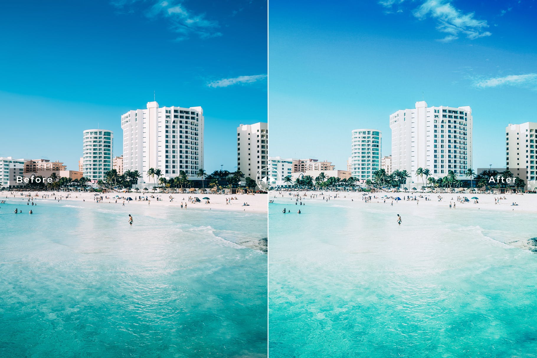 海滩色调的蓝色和白色温暖和明亮的色调后期调色滤镜LR预设Cancun Mobile Desktop Lightroom Presets插图3