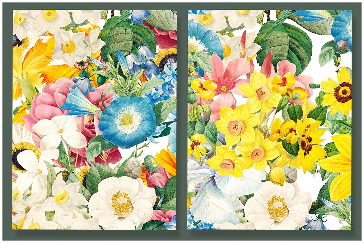 花卉图案合集服装装饰图案Colorful Flowers Clipart Collection插图3