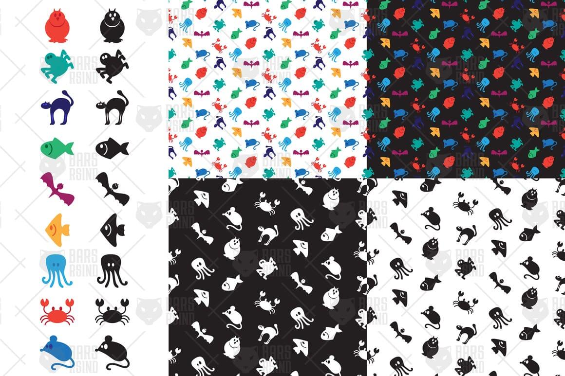 可爱的动物创意品牌装饰图案下载Cute Animals Patterns插图3