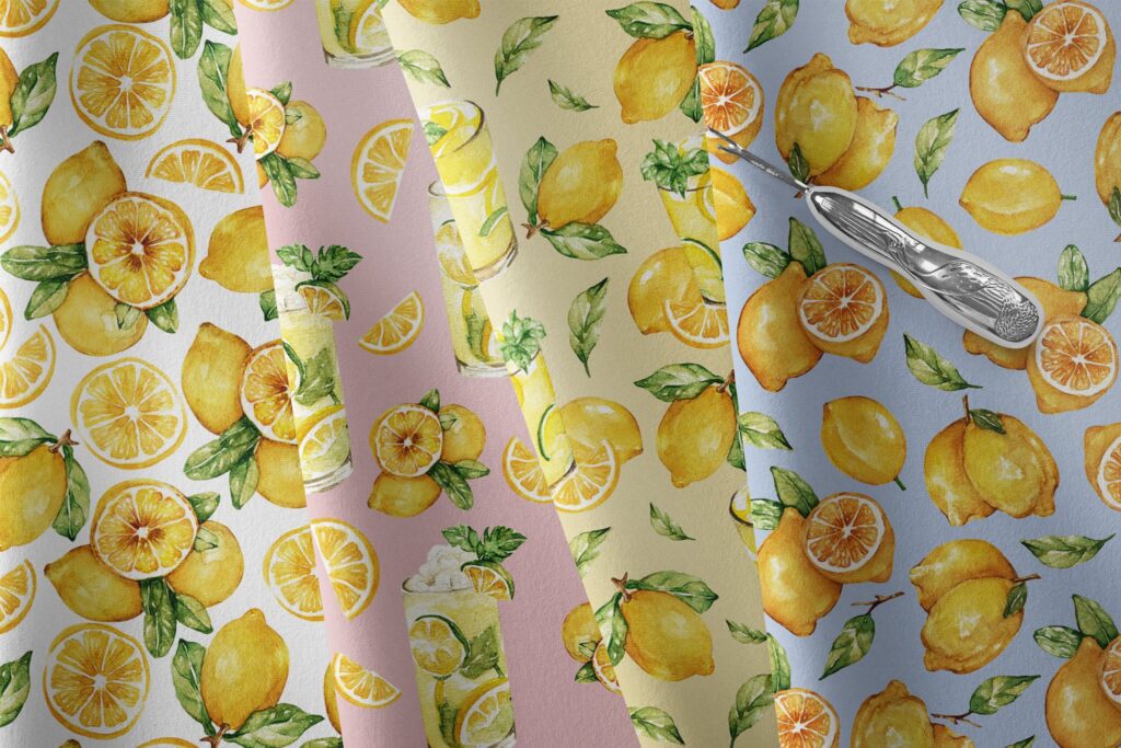 精致柠檬水彩集合品牌装饰图案Lemonade Watercolor Set插图3