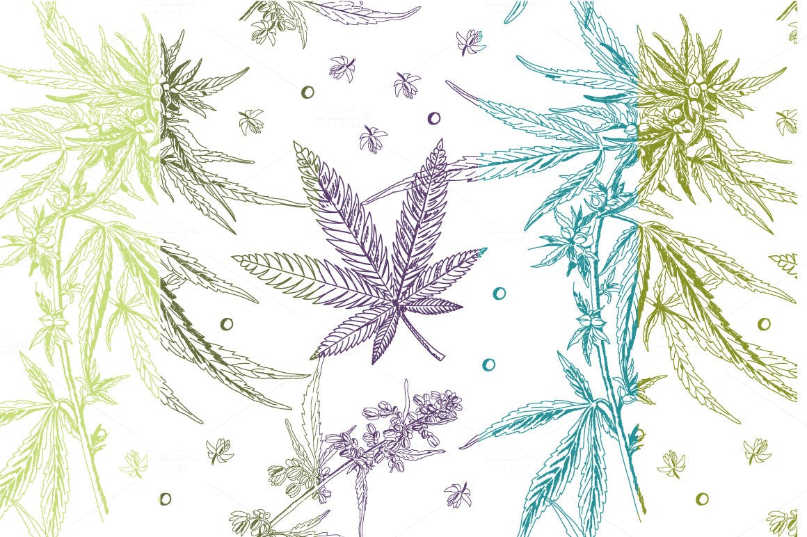 绿植树叶矢量素材轮廓下载Marijuana pattern插图3
