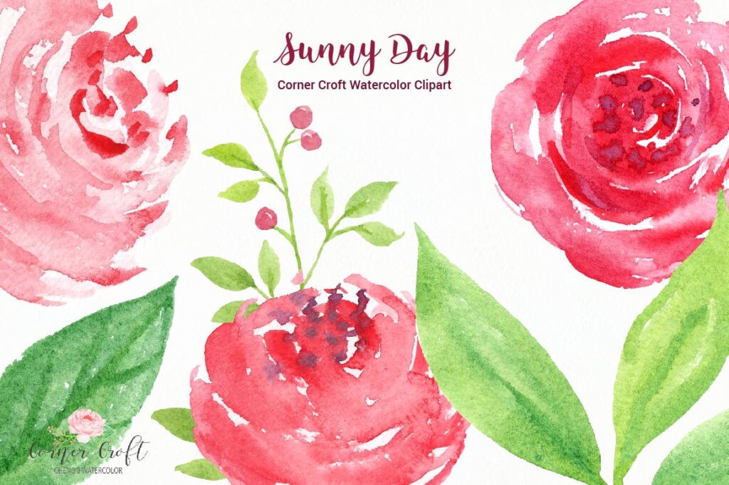 手绘精致玫瑰水彩画装饰图案Watercolor Collection Sunny Day插图3