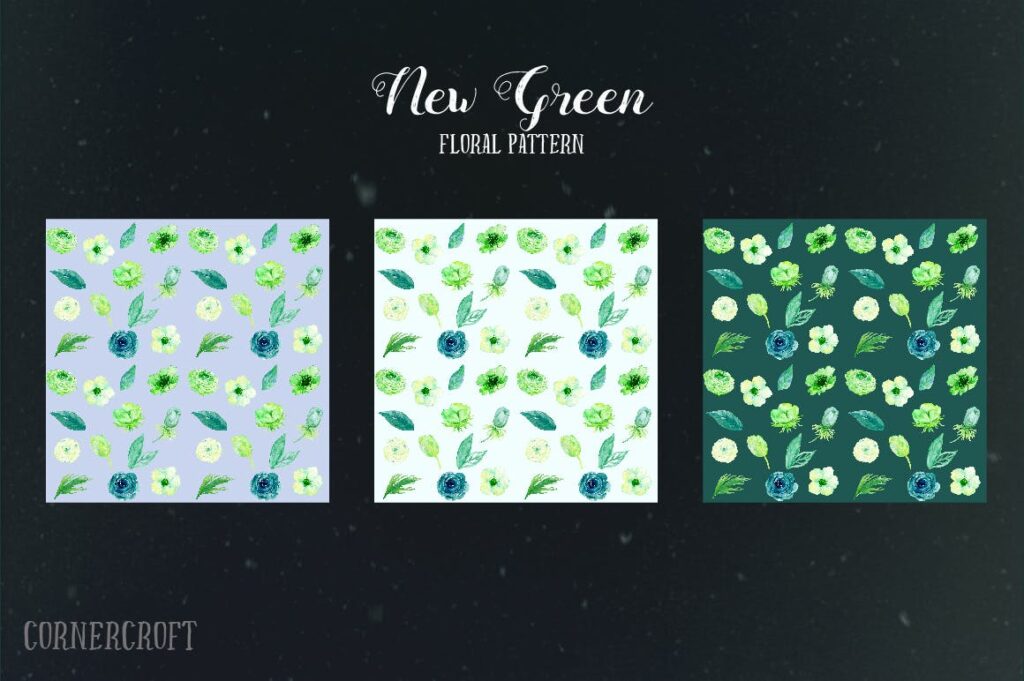 手绘水彩设计工具包全新企业品牌装饰图案花纹Watercolor Design Kit New Green插图3