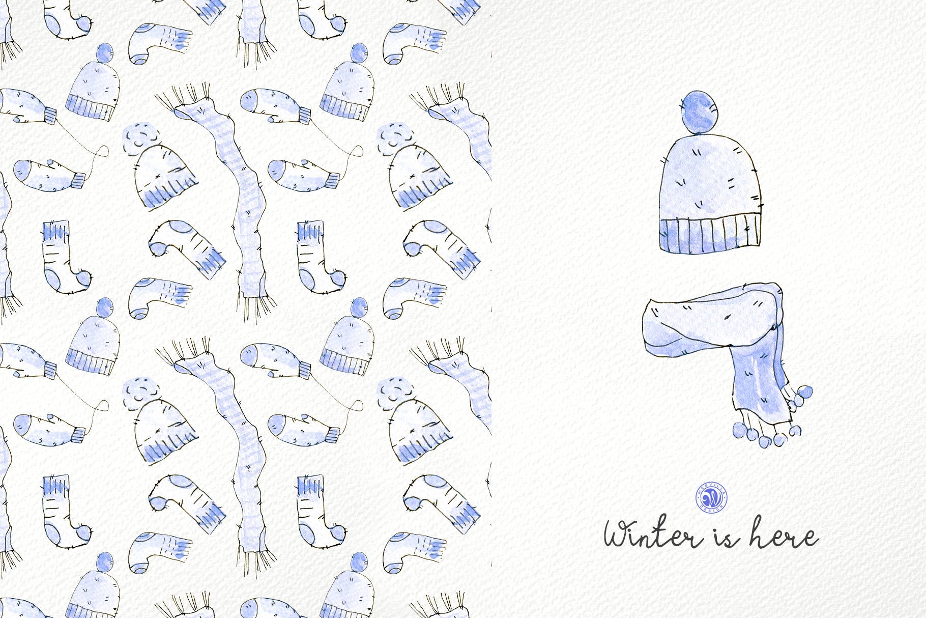 冬季手绘元素插图品牌装饰元素素材Winter is here插图3