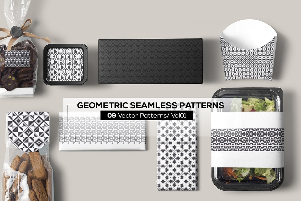 几何创意图案食品类包装图案纹理09 Geometric Seamless Patterns插图4