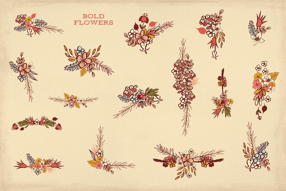 花卉图案花纹图像画框素材模版素材图案花纹Bold Flowers插图3